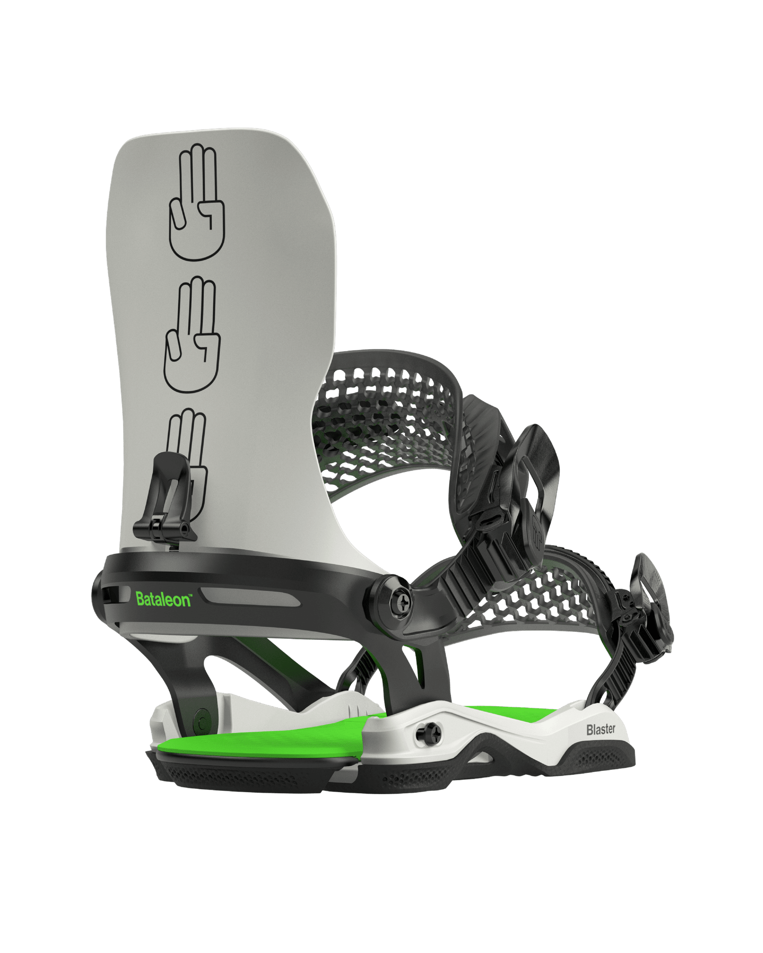 BATALEON Blaster AsymWrap Snowboard Bindings Glacier Gray/Neon Green 2024 Men's Snowboard Bindings Bataleon 