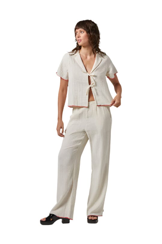 BRIXTON Women's Wandering Tie Top Off White Women's Blouses Brixton 