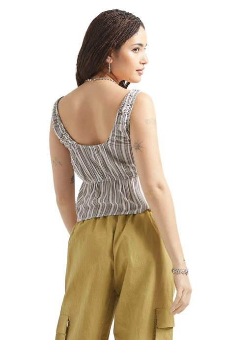 BRIXTON Women's The Abigail Tie Top Worn In Robust Red Stripe Women's Tank Tops and Halter Tops Brixton 