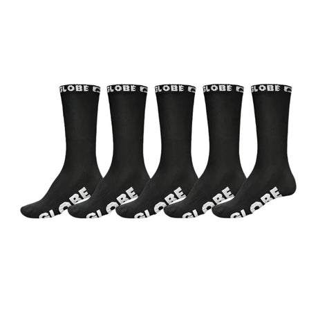 GLOBE Blackout Crew Socks 5 Pack Black/Black Men's Socks Globe 