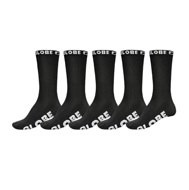 GLOBE Blackout Crew Socks 5 Pack Black/Black Men's Socks Globe 
