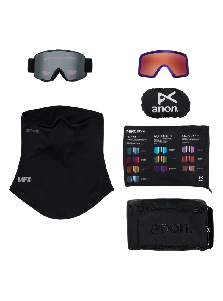 ANON M5 Smoke - Perceive Sunny Onyx + Perceive Variable Violet + MFI Face Mask Snow Goggle Snow Goggles Anon 