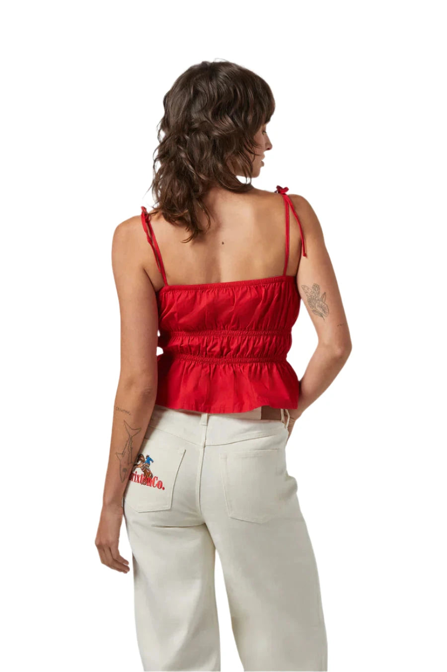 BRIXTON Women's Eden Smocked Top Crimson Women's Tank Tops and Halter Tops Brixton 