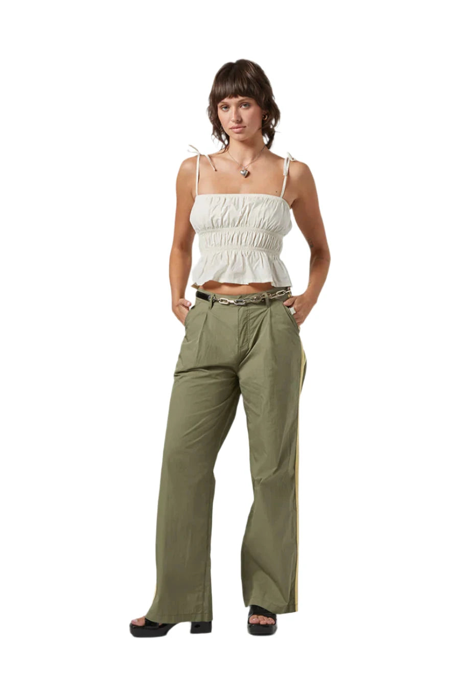 BRIXTON Women's Eden Smocked Top Off White Women's Tank Tops and Halter Tops Brixton 