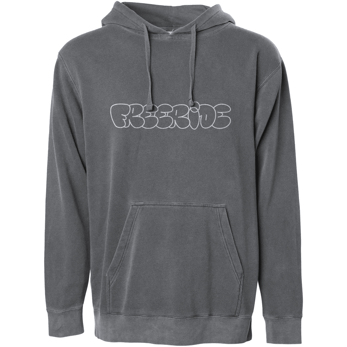 FREERIDE Embroidered Bubble Trouble Hoodie Washed Grey Men's Pullover Hoodies Freeride 