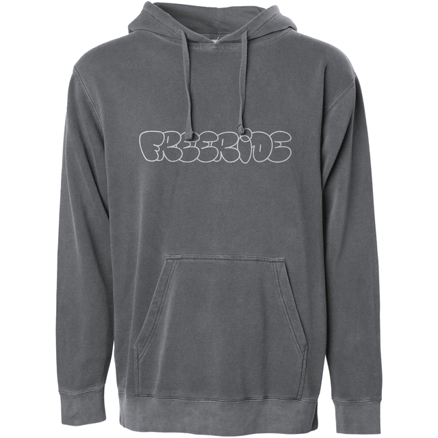 FREERIDE Embroidered Bubble Trouble Hoodie Washed Grey Men's Pullover Hoodies Freeride 