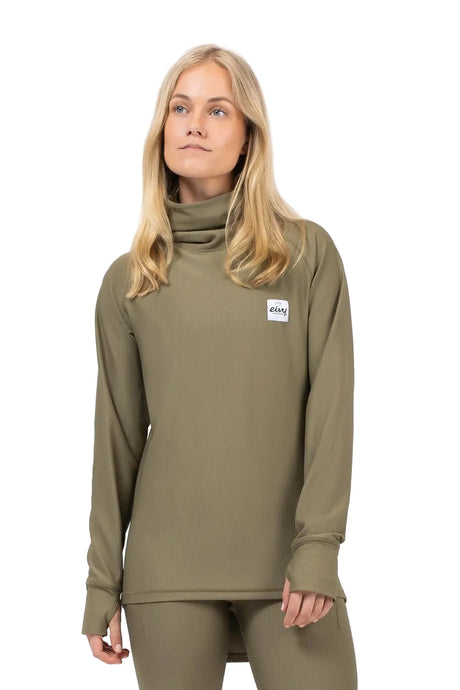 EIVY Women's Icecold Gaiter Rib Base Layer Top Olive Women's Base Layers Eivy 