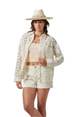 BRIXTON Women's East Side Boxy Long Sleeve Button Down Whitecap Women's Flannels and Button Ups Brixton 