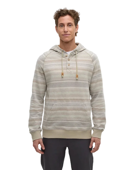 TENTREE Woodrow Hoodie Sand Stone/Multi Stripe Men's Pullover Hoodies Tentree 