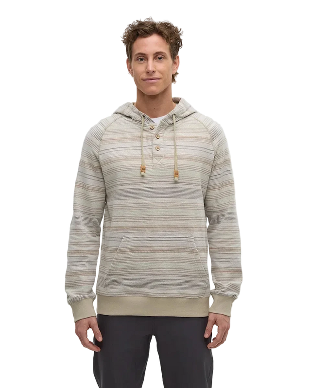 TENTREE Woodrow Hoodie Sand Stone/Multi Stripe Men's Pullover Hoodies Tentree 