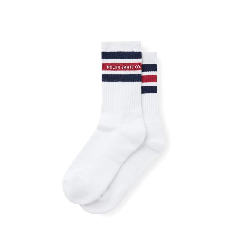 POLAR Fat Stripe Socks White/Navy/Red Men's Socks Polar 