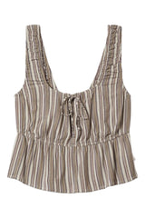 BRIXTON Women's The Abigail Tie Top Worn In Robust Red Stripe Women's Tank Tops and Halter Tops Brixton 