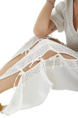 BRIXTON Women's Seaside Eyelet Wide Leg Pant Off White Women's Pants Brixton 