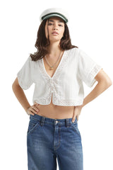 BRIXTON Women's Seaside Eyelet Top Off White Women's Blouses Brixton 