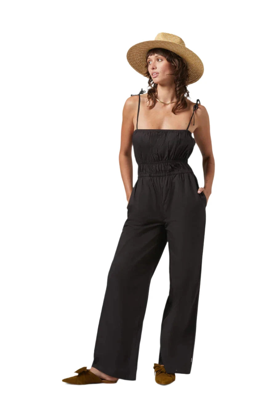 BRIXTON Women's Eden Smocked Jumpsuit Black Women's Rompers & Jumpsuits Brixton 