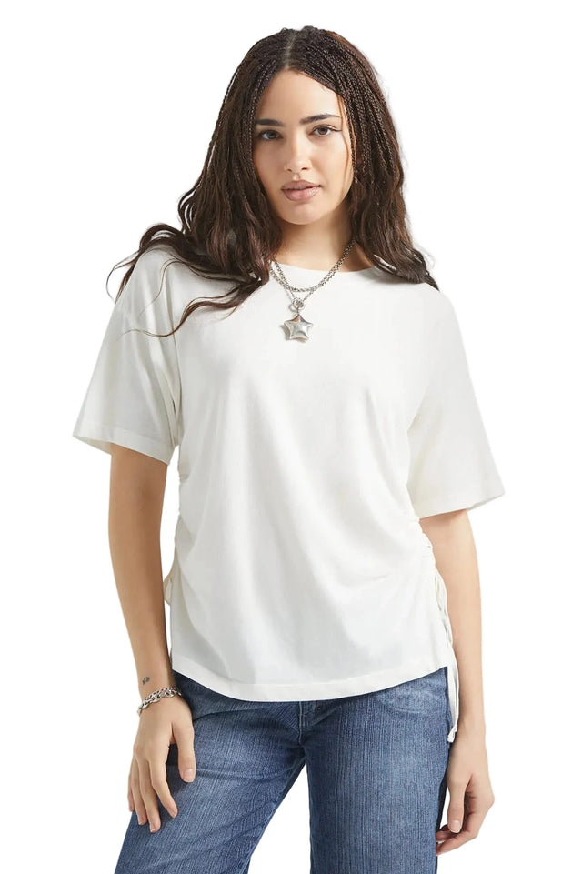 BRIXTON Women's Carefree Organic Garment Dye Cinch T-Shirt Off White Women's Short Sleeve T-Shirts Brixton 