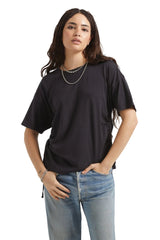 BRIXTON Women's Carefree Organic Garment Dye Cinch T-Shirt Black Women's Short Sleeve T-Shirts Brixton 