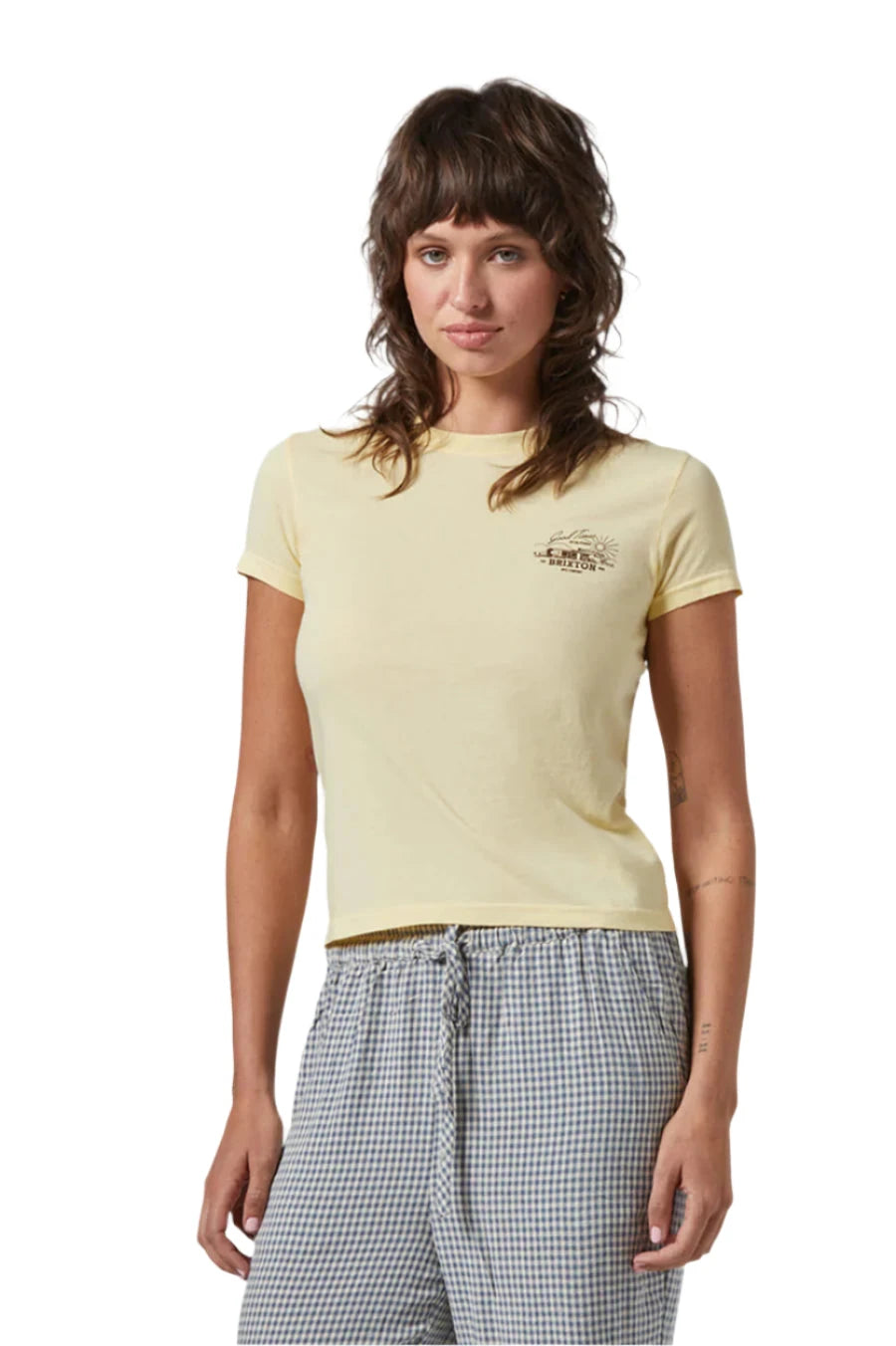 BRIXTON Women's Good Times Fitted Crew T-Shirt Panna Cotta Women's T-Shirts Brixton 