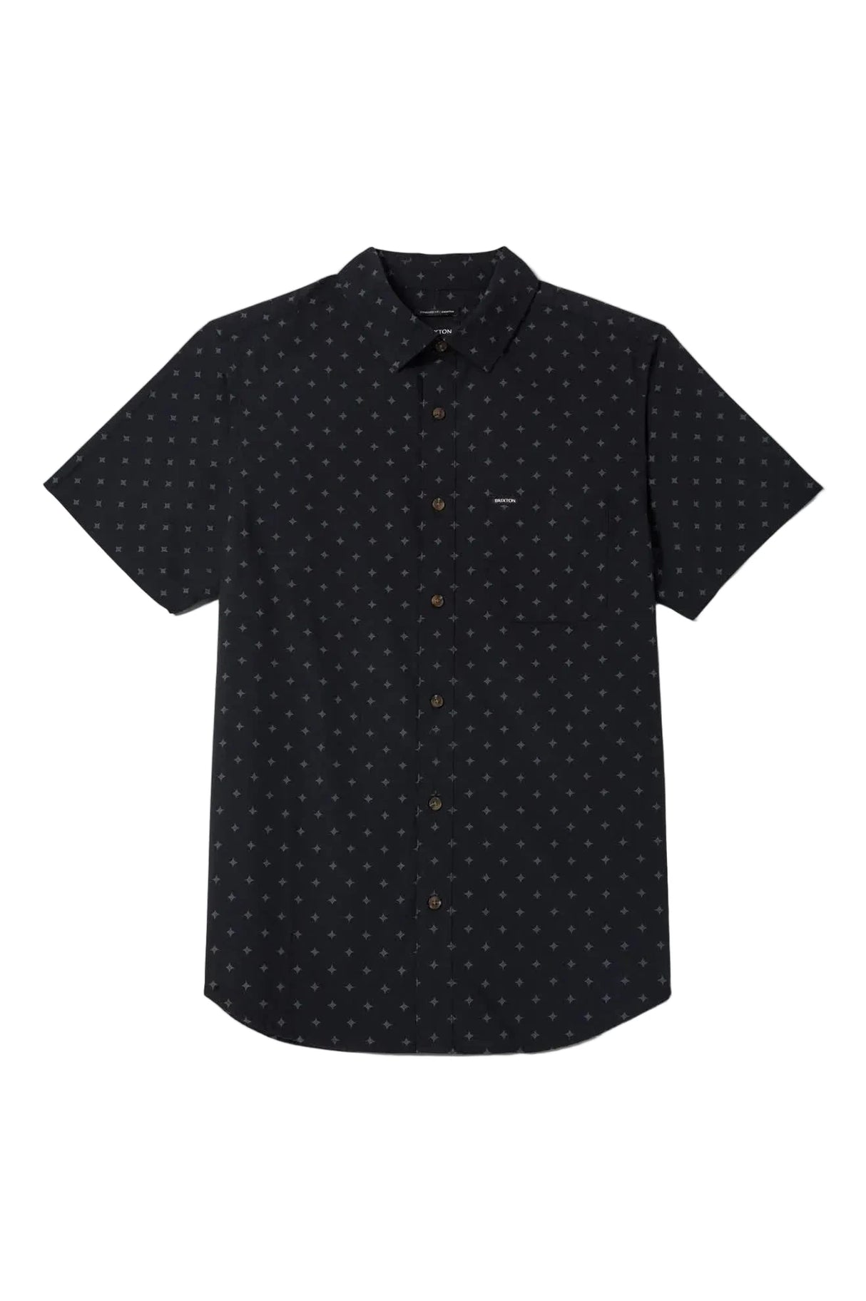 BRIXTON Charter Print Short Sleeve Button Up Shirt Future Grey/Diamond Tile Men's Short Sleeve Button Up Shirts Brixton 