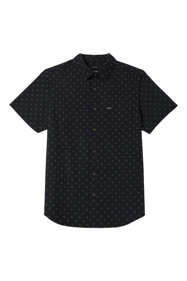 BRIXTON Charter Print Short Sleeve Button Up Shirt Future Grey/Diamond Tile Men's Short Sleeve Button Up Shirts Brixton 
