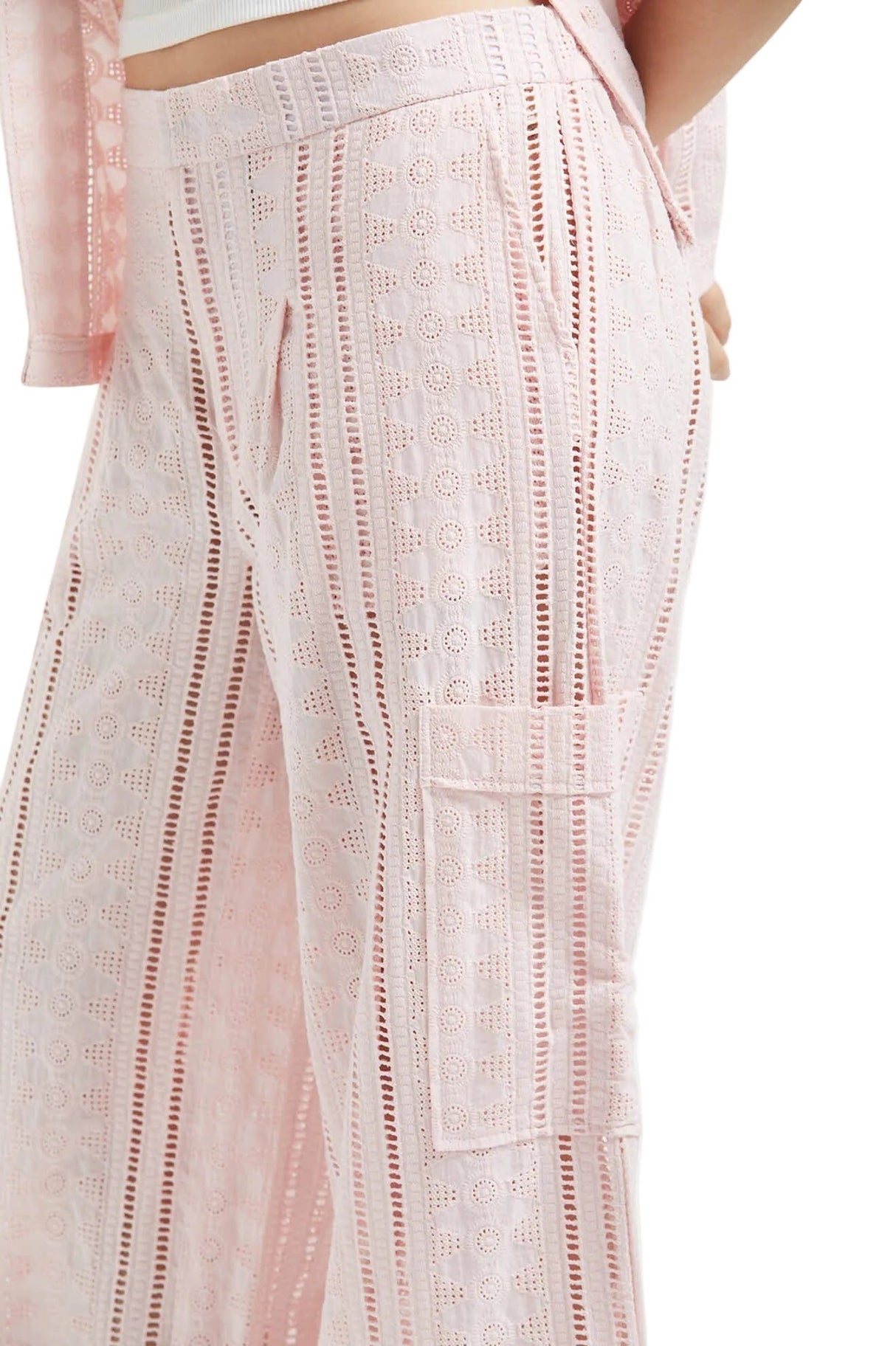 BRIXTON The Mercer Wide Leg Trouser Pant Chalk Pink Women's Pants Brixton 