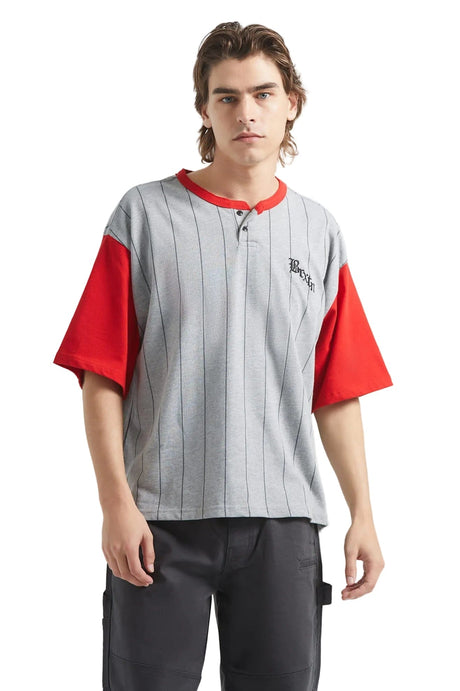 BRIXTON Boxy Baseball T-Shirt Heather Grey/Adrenaline Rush Men's Short Sleeve T-Shirts Brixton 