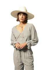 BRIXTON Women's The Meadow Blouse Azure Blue Gingham Women's Blouses Brixton 