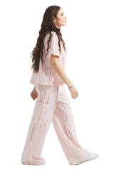 BRIXTON The Mercer Wide Leg Trouser Pant Chalk Pink Women's Pants Brixton 