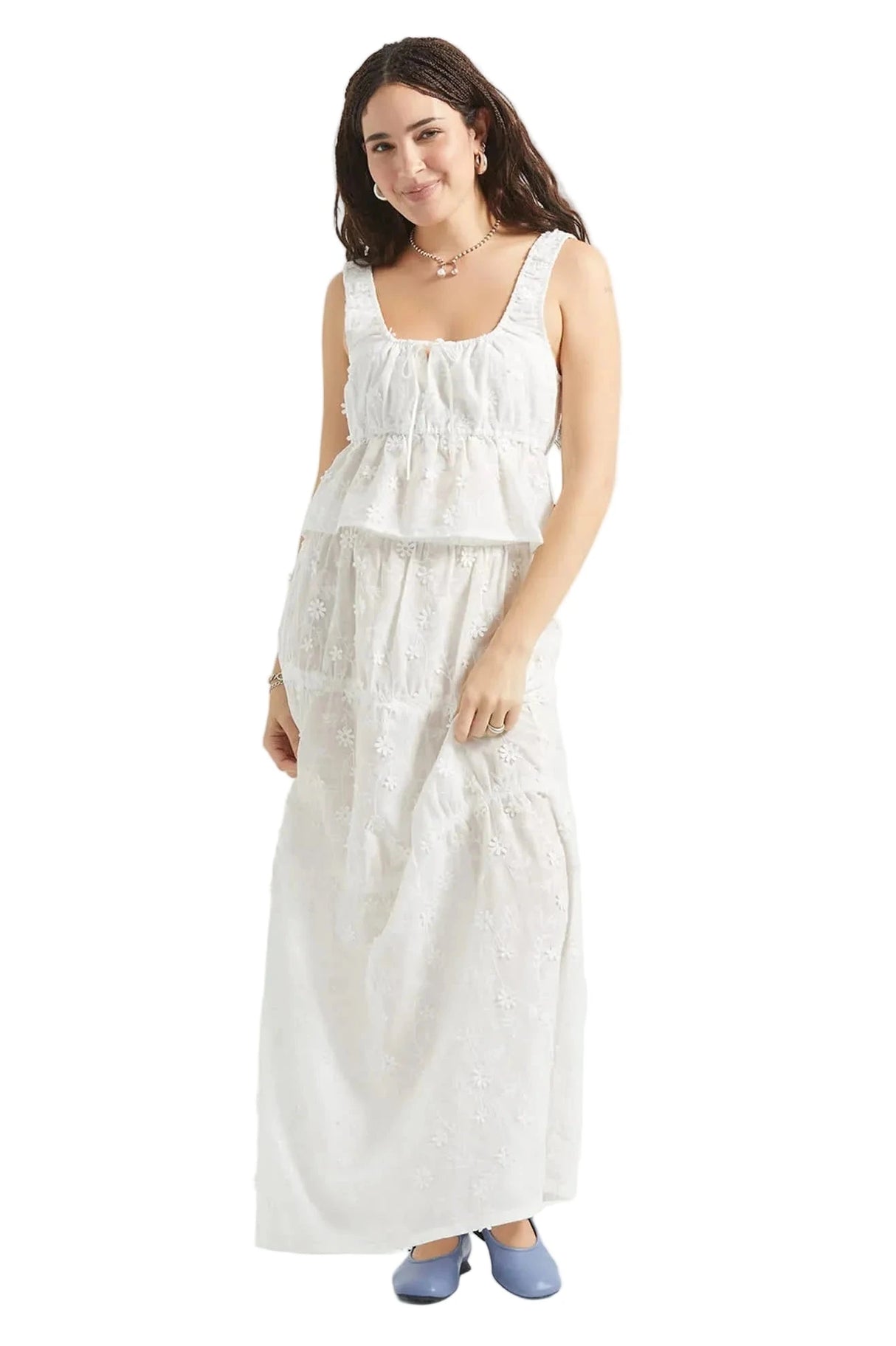 BRIXTON Women's The Abigail Tie Top Off White Floral Women's Tank Tops and Halter Tops Brixton 