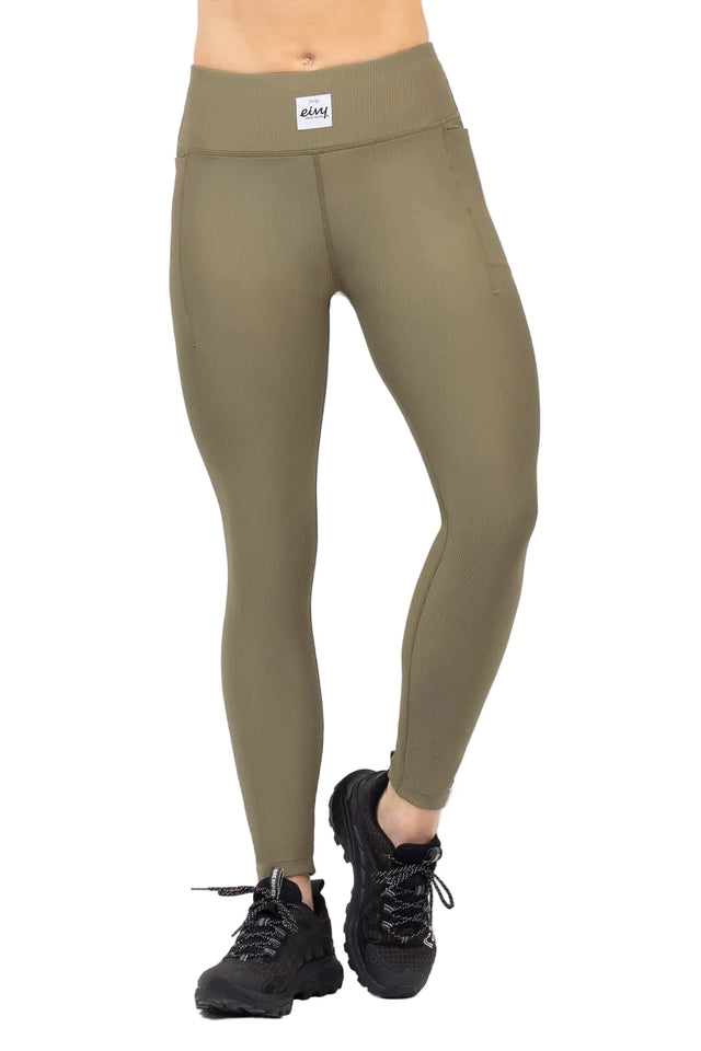 EIVY Women's Pocket Rib Base Layer Tights Olive Women's Base Layers Eivy 