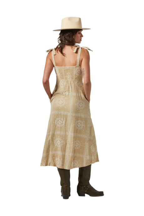 BRIXTON Women's Wandering Tie Dress Pale Khaki Bandana Women's Dresses Brixton 