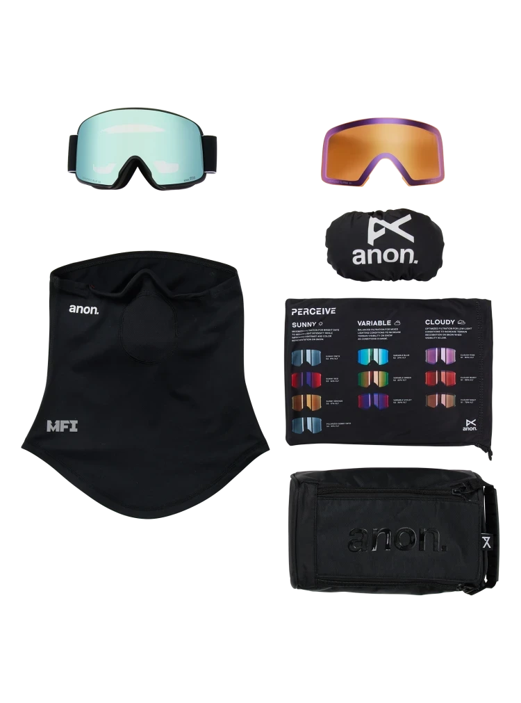 ANON M6 Black - Perceive Variable Blue + Perceive Cloudy Pink + Facemask Snow Goggle Snow Goggles Anon 