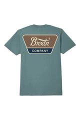BRIXTON Linwood T-Shirt Ocean Breeze/Brown/Dark Navy Men's Short Sleeve T-Shirts Brixton 