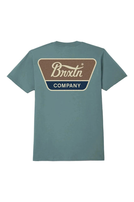 BRIXTON Linwood T-Shirt Ocean Breeze/Brown/Dark Navy Men's Short Sleeve T-Shirts Brixton 