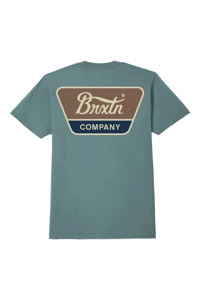 BRIXTON Linwood T-Shirt Ocean Breeze/Brown/Dark Navy Men's Short Sleeve T-Shirts Brixton 
