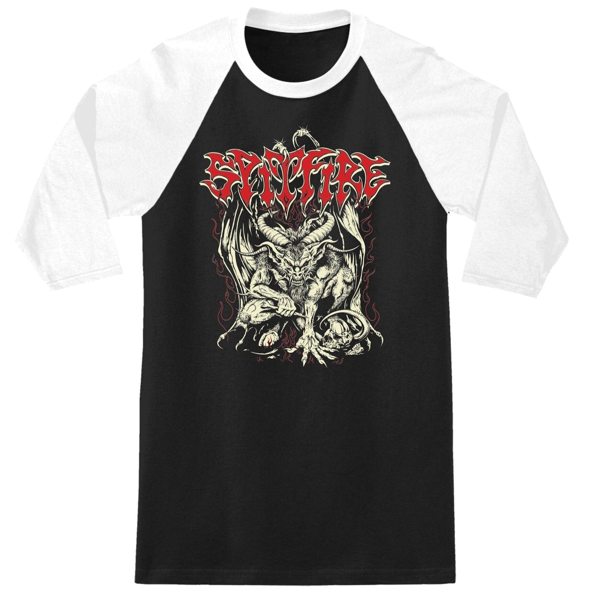 SPITFIRE Demon 3/4 Raglan T-Shirt Black/White Men's 3/4 Sleeve T-Shirts Spitfire 