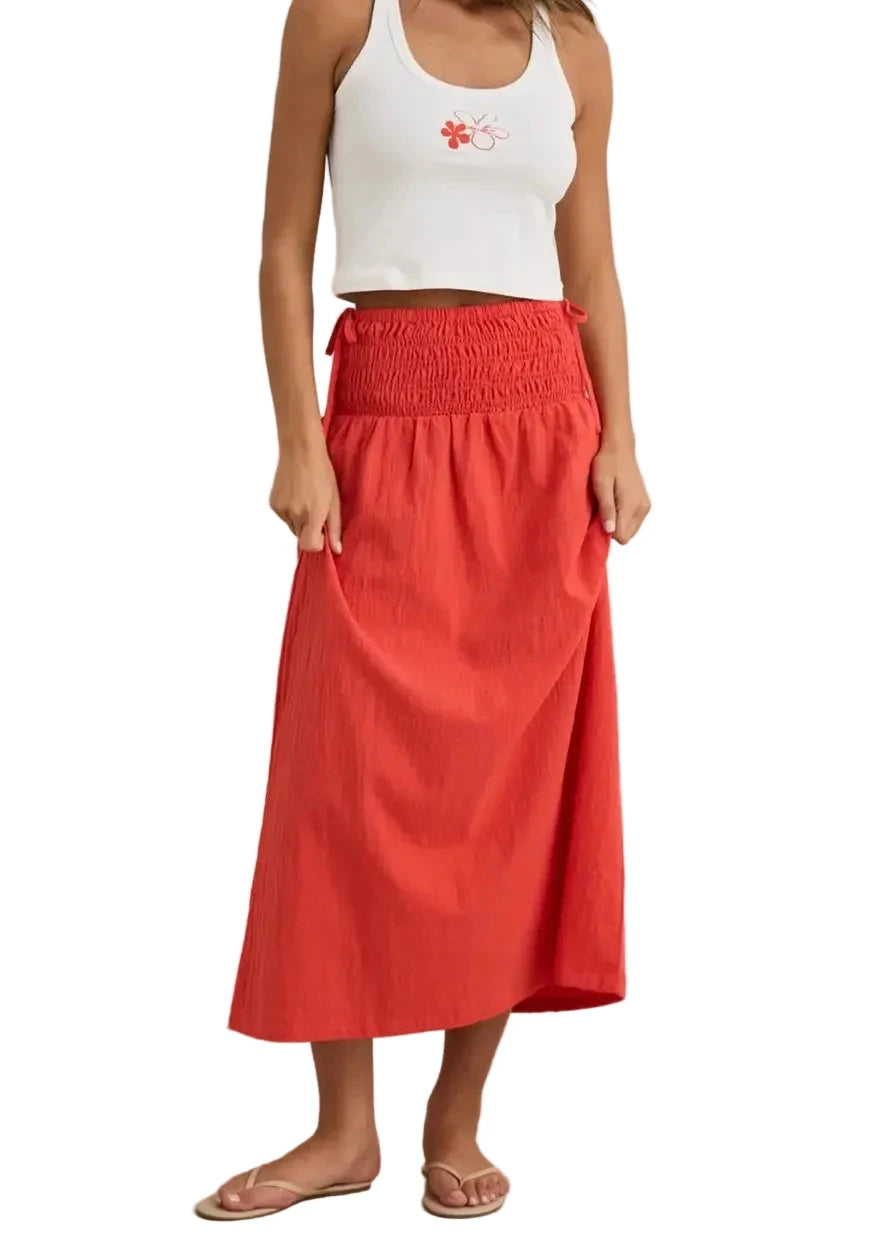 RHYTHM Women's Alana Tie Side Maxi Skirt Red Women's Skirts Rhythm 