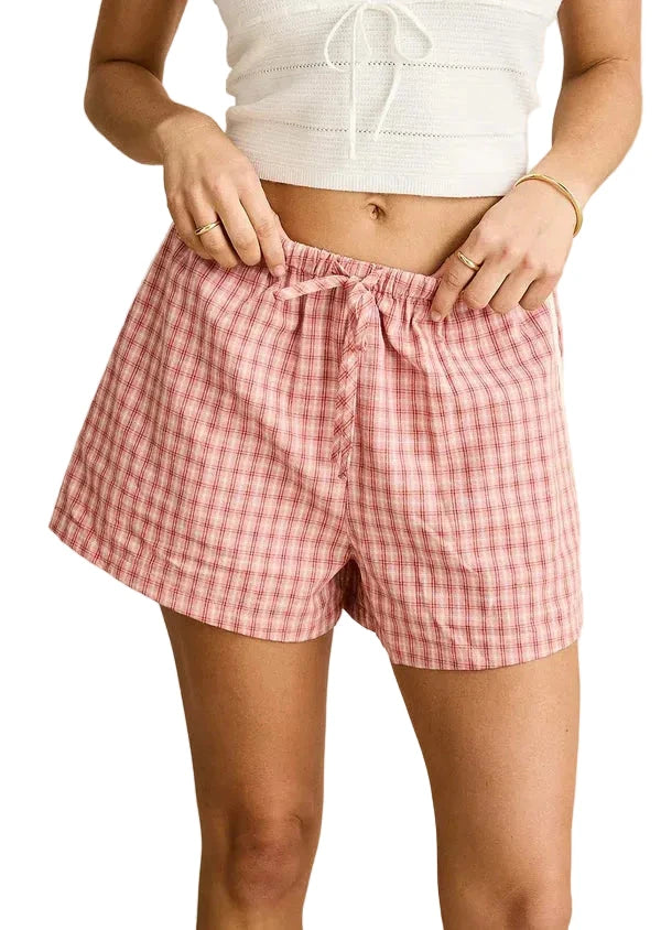 RHYTHM Women's Kirra Check Short Pink Women's Shorts Rhythm 