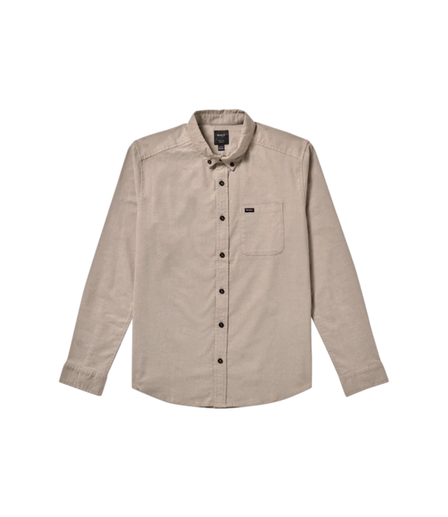 RVCA That'll Do Stretch Long Sleeve Button-Up Shirt Mushroom Men's Long Sleeve Button Up Shirts RVCA 