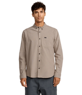 RVCA That'll Do Stretch Long Sleeve Button-Up Shirt Mushroom Men's Long Sleeve Button Up Shirts RVCA 