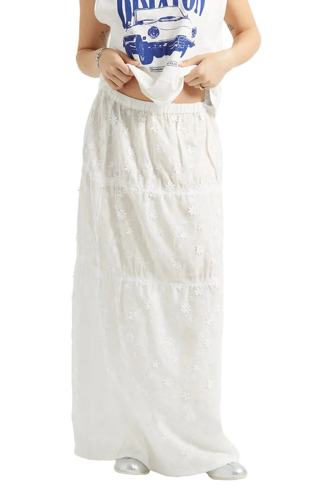 BRIXTON The Abigail Skirt Off White Floral Women's Skirts Brixton 
