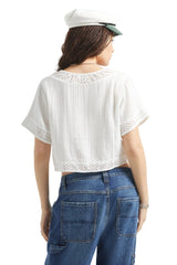 BRIXTON Women's Seaside Eyelet Top Off White Women's Blouses Brixton 