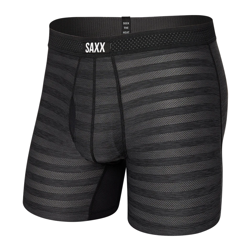 SAXX DropTemp Cooling Mesh Boxer Brief Underwear Black Heather Men's Underwear Saxx 