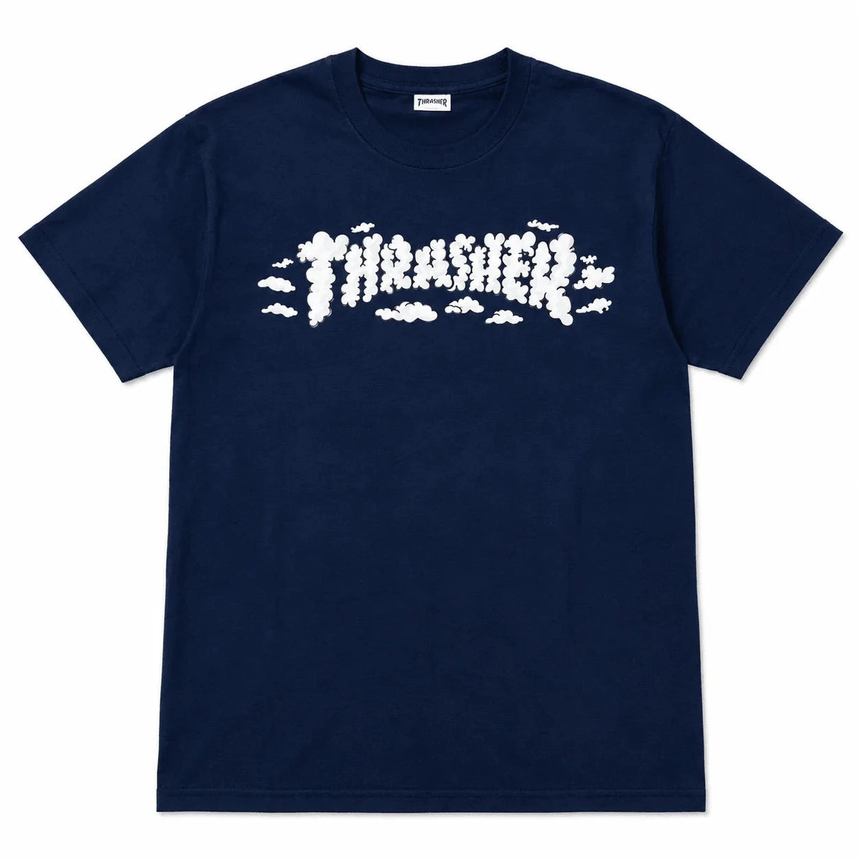 THRASHER Clouds By Kevin Spanky Long T-Shirt Navy Men's Short Sleeve T-Shirts Thrasher 