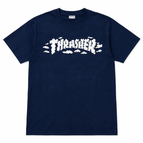 THRASHER Clouds By Kevin Spanky Long T-Shirt Navy Men's Short Sleeve T-Shirts Thrasher 