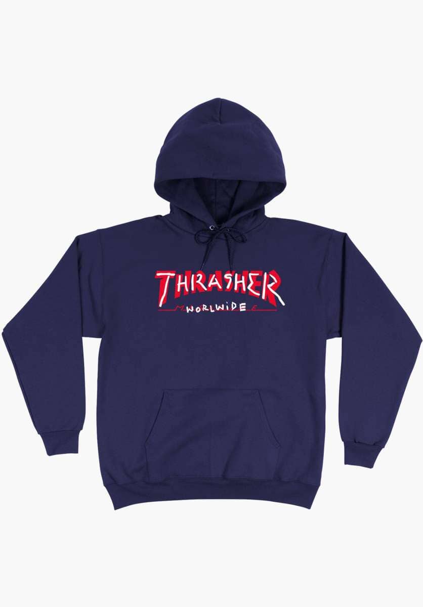THRASHER Trademark Pullover Hoodie Navy Men's Pullover Hoodies Thrasher 