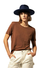 BRIXTON Women's Carefree Organic Garment Dye Perfect Pocket T-Shirt Pinecone Brown Women's T-Shirts Brixton 