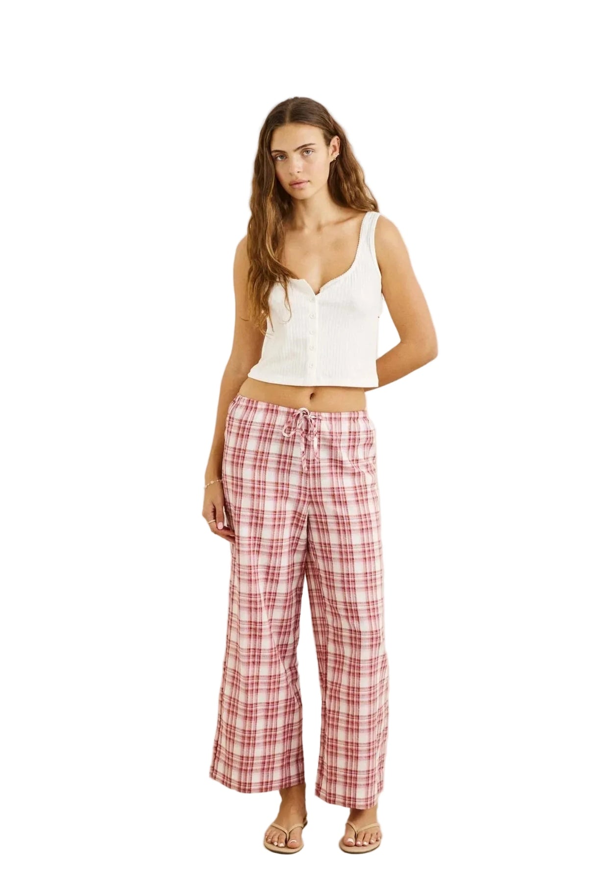 RHYTHM Women's Chelsea Check Pant Plum