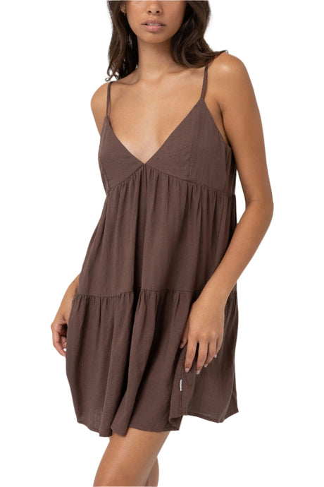 RHYTHM Women's Classic Tiered Mini Dress Chocolate Women's Dresses Rhythm 