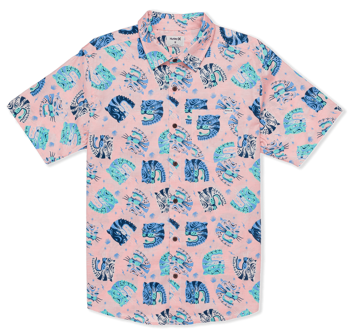 HURLEY HURLEY One And Only Lido Stretch Short Sleeve Button Up Candy Pink Men's Short Sleeve Button Up Shirts Hurley 